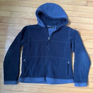 Vtg Patagonia Synchilla Fleece Hoodie Navy Blue Full Zip Jacket Women Medium USA
